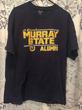 Champion Navy Tee with Yellow Murray State Alumni Graphic